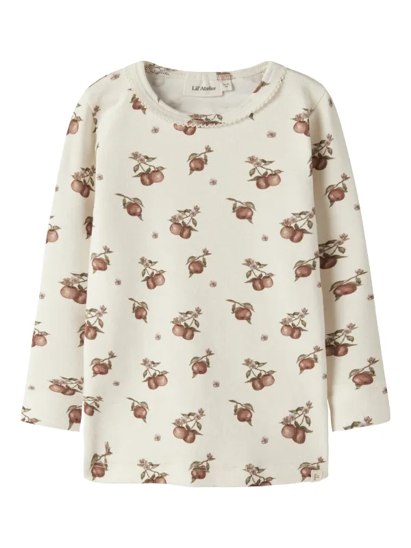 Lil Atelier Gayo - Sig LS Top - Turtledove/Apple - 92 cm