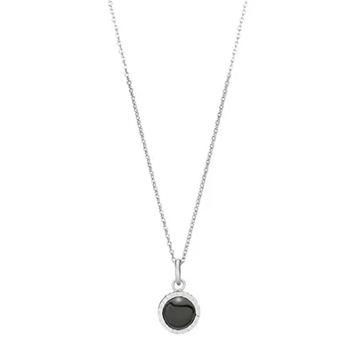 Collier i Sølv med grå/sort Glassten - 40 og 45 cm