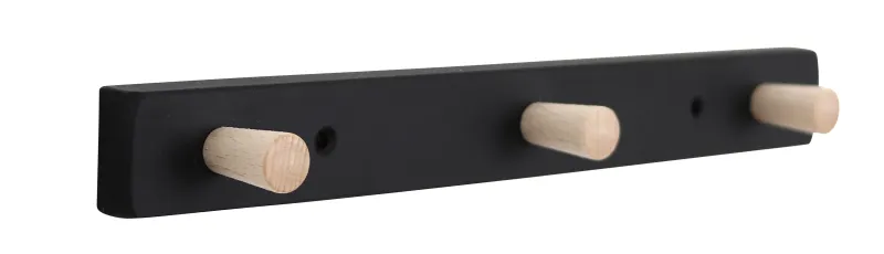 HOME It knagerække med 3 knage 28 cm sort/natur knage bøg