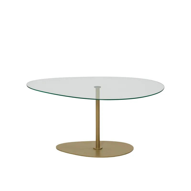 NORDVÄRK Porto sofabord, organisk - klar glas og guld metal (90x60)
