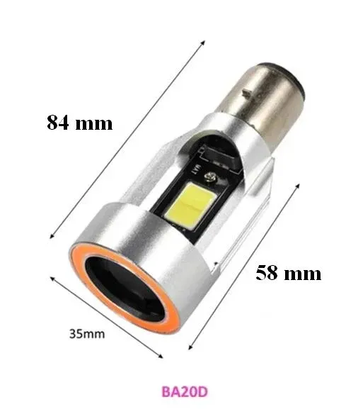 UDSALG - BA20D / H6 LED forlygtepærer til Scooter / Motorcykel med angel eye - 12v - Dinled - Auto pærer