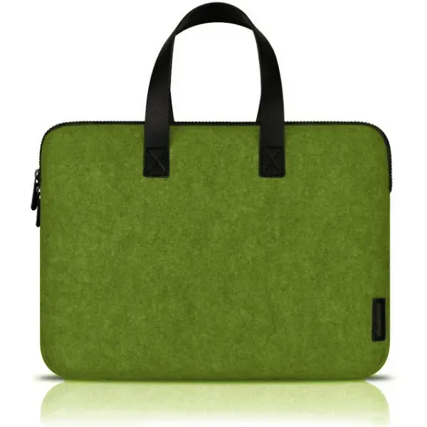 Lækker Cartinoe håndtaske i uldfilt til MacBook 15”. Grøn.