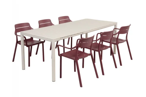 Nardi Tevere Cassia Havemøbelsæt 147-211cm - Sand/Borgogna