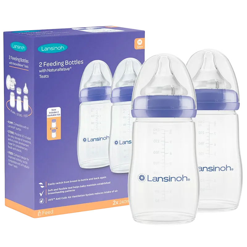 Lansinoh Naturalwave Sutteflaske 240 ml (2 stk)