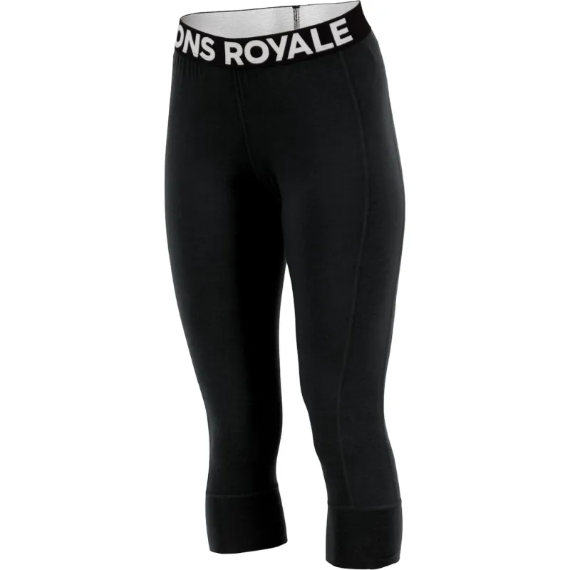Mons Royale Cascade Merino Base Layer 3/4, skiunderbukser, dame, sort
