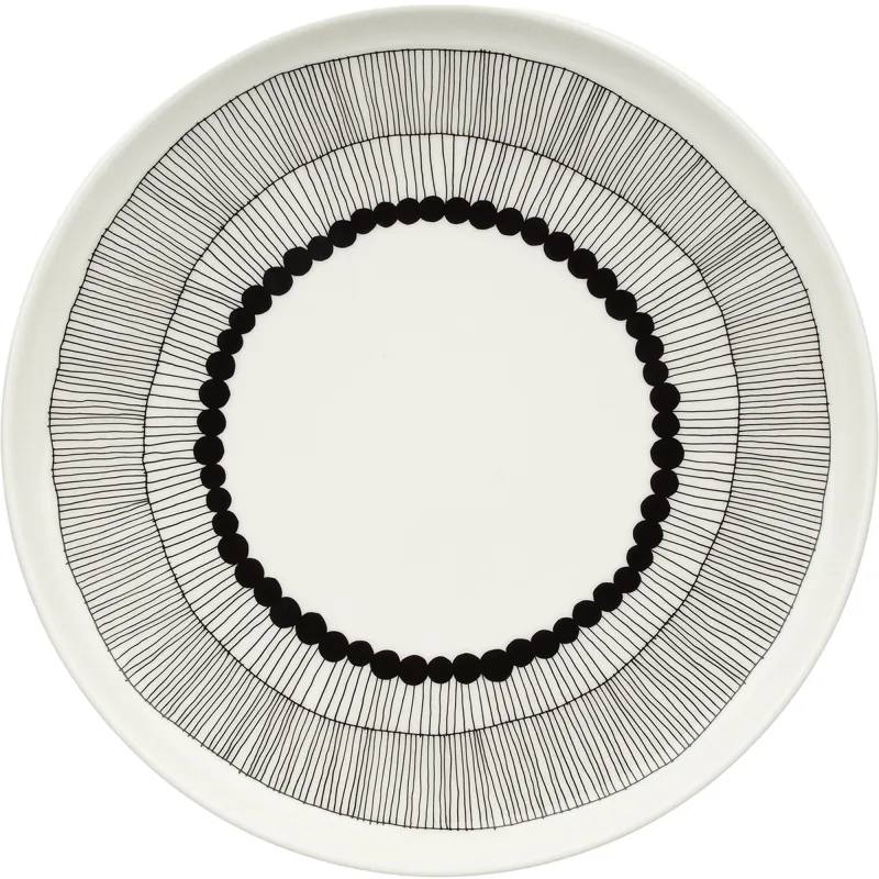 Marimekko Siirtolapuutarha tallerken 25 cm, sort/hvid
