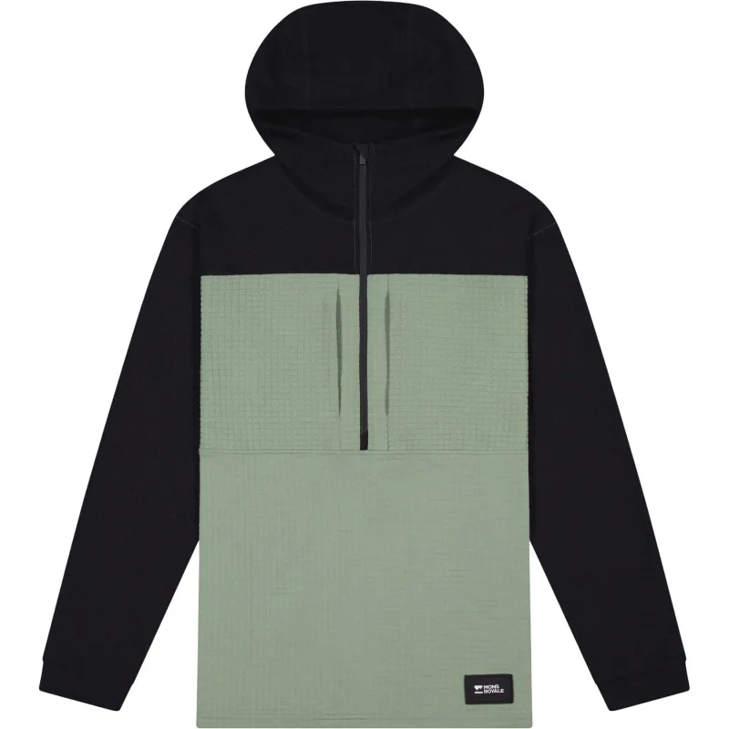 Mons Royale Offgrid Merino Fleece 1/2 Zip, trøje, herre, grøn/sort