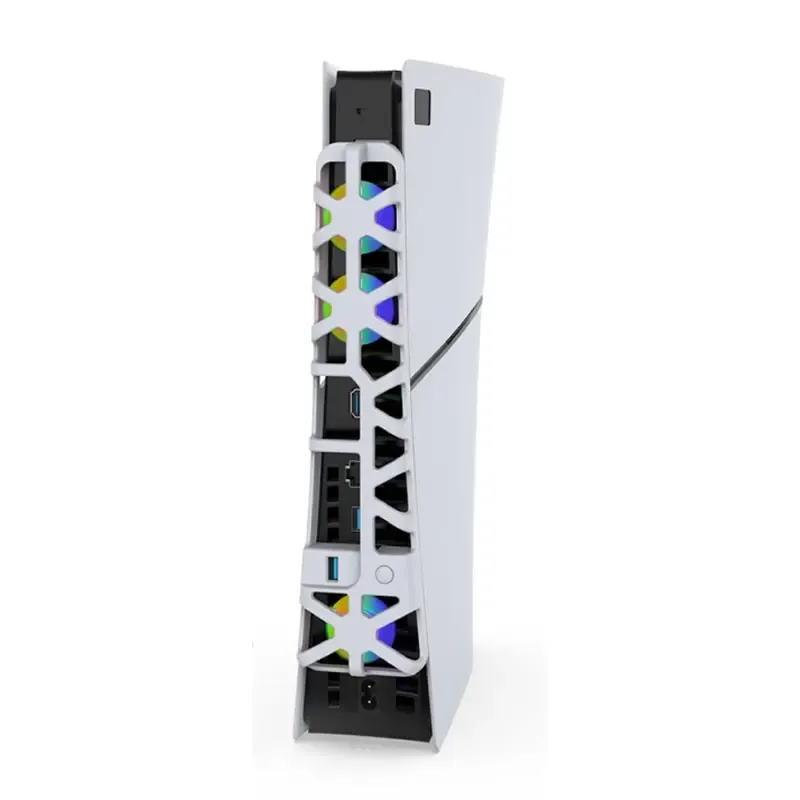 PlayStation 5 Slim USB køler med farvet RGB lys. DOBE PS5 Cooling Fan. Hvid.