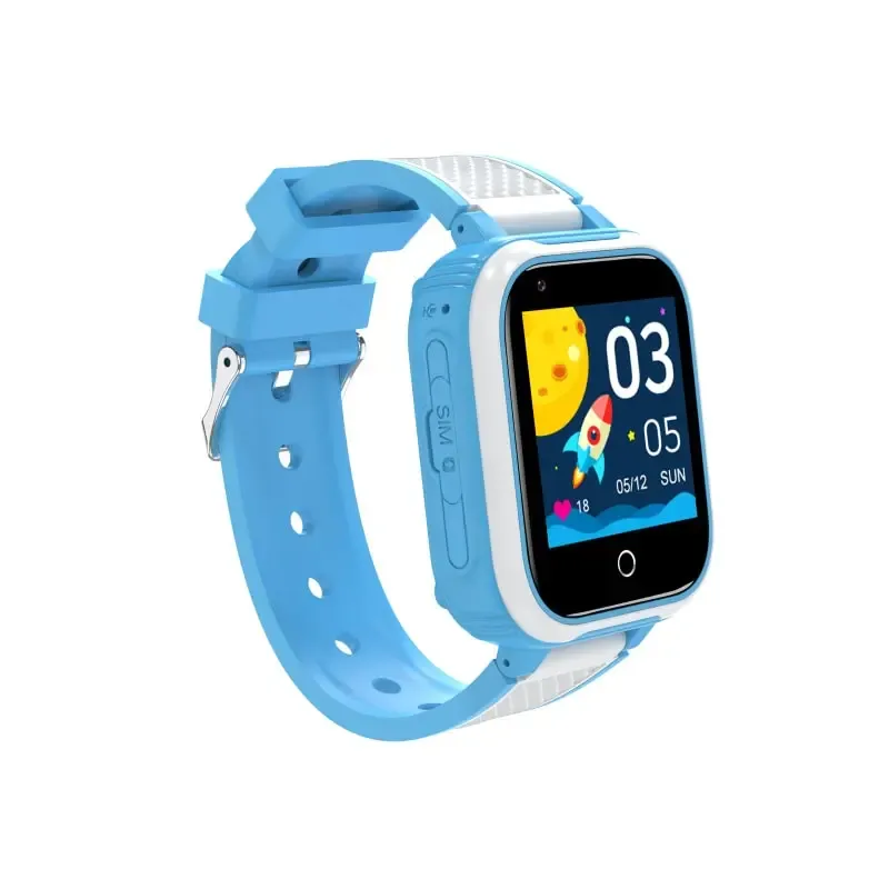 DH9S Vandtæt GPS Smartwatch til børn med 4G. Geo-hegn, videoopkald, spil mm. Blå.