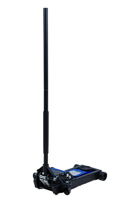 BATO Værksteds donkraft 3 ton. Løftehøjde 85-510mm. Dobbeltpumpe for hurtigt løft med ekstra lang lavprofil 740 mm. Nylon hjul