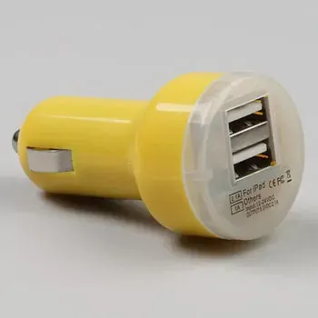 Dual USB Billader 2.1A til iPhone, iPad & Android  -  Gul