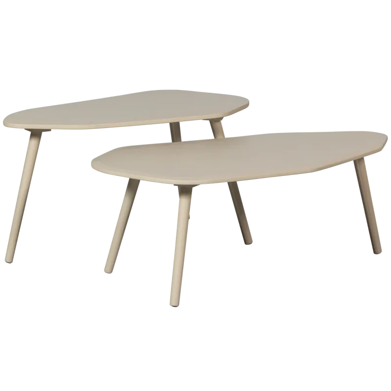 WOOOD Davina sidebord, organisk - grå MDF (sæt med 2)