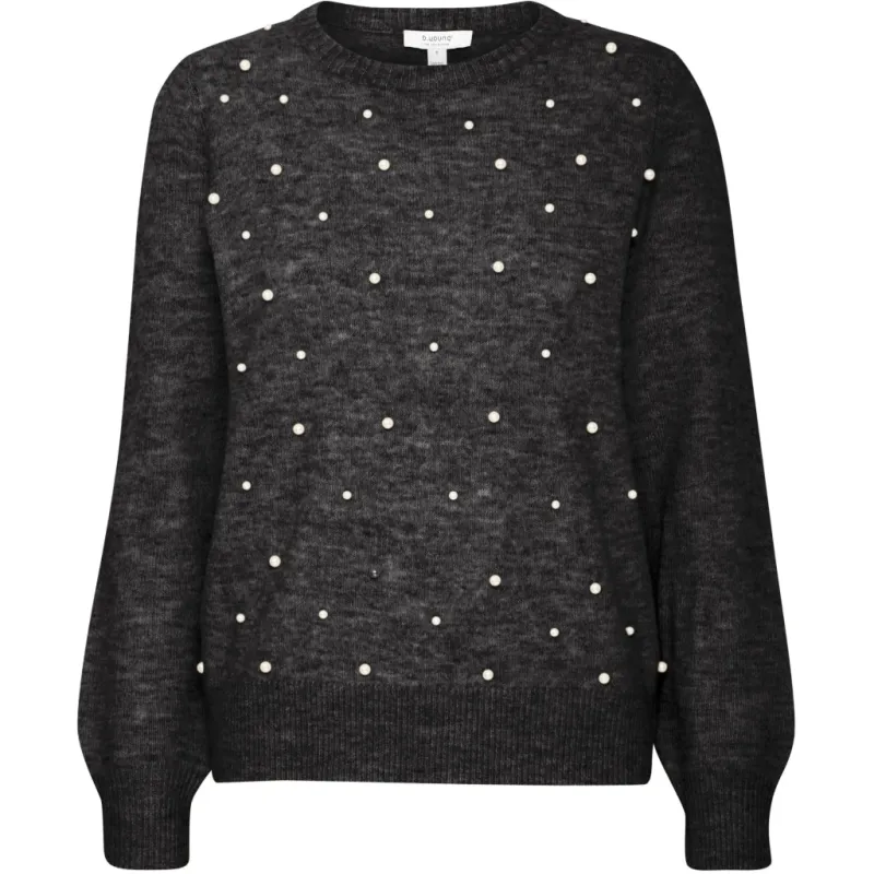 B.YOUNG dame strik BXOKAMA - Dark grey melange