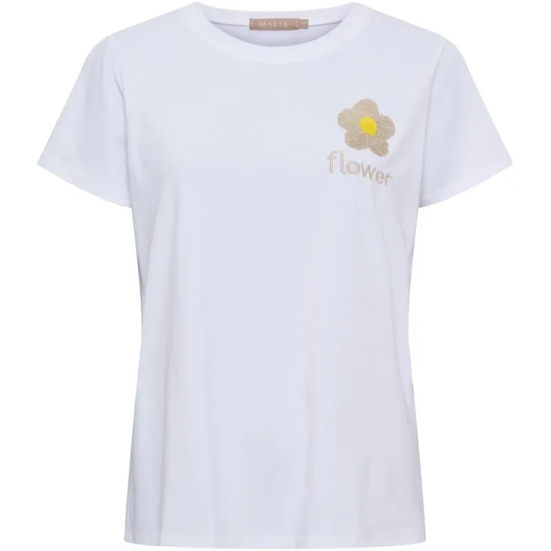 Marta du Chateau dame T-Shirt MdcAvella 84275-Flower - White/beige