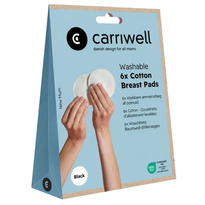 Carriwell Washable Breast Pads Black (6 stk)