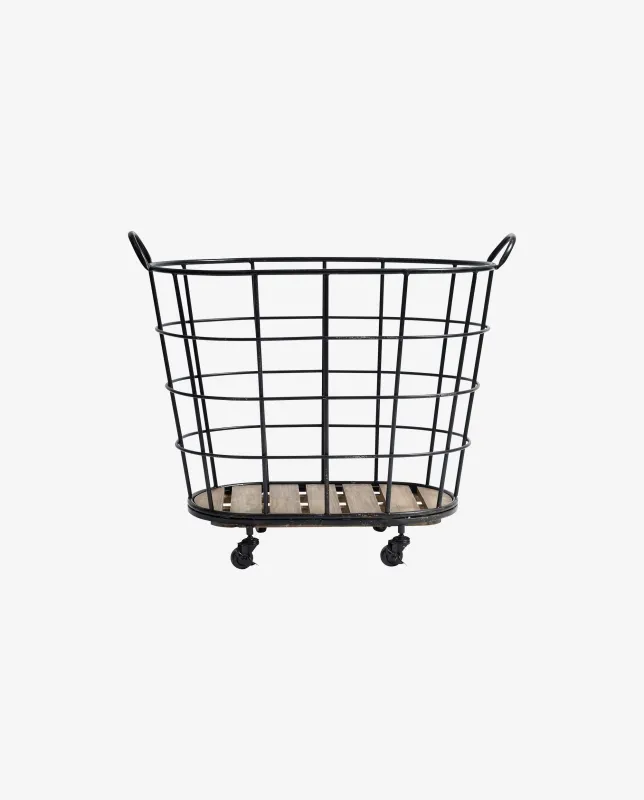 Nordal - DOWNTOWN kurv på hjul  -  sort  -  L90 × B53 × H73 cm
