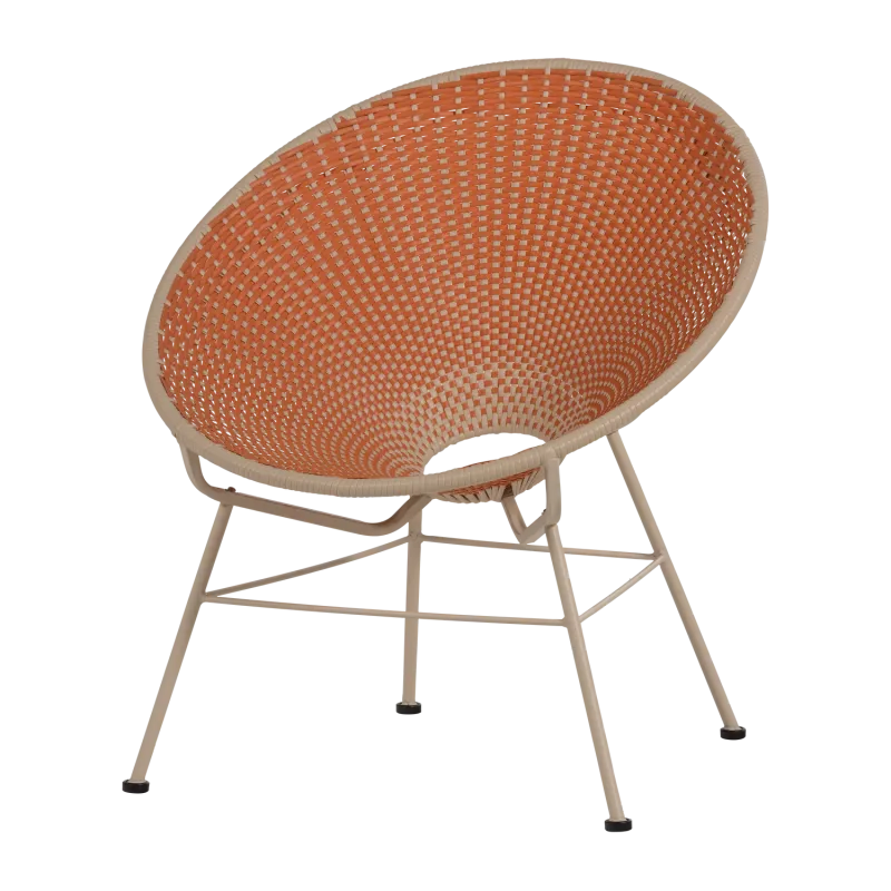 WOOOD Kazoun loungestol - flettet orange polyethylen og metal