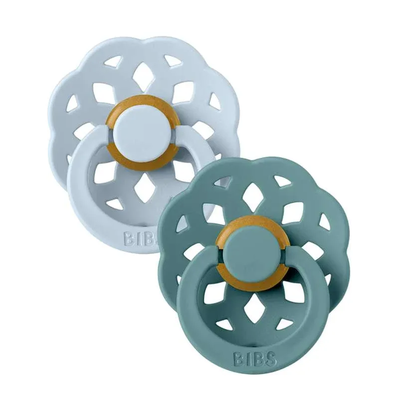 BIBS Rund Boheme Sut - 2-Pak - Str. 2 - Naturgummi - Baby Blue/Island Sea
