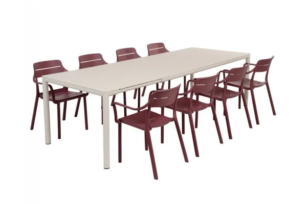 Nardi Tevere Cassia Havemøbelsæt 210-275cm - Sand/Borgogna
