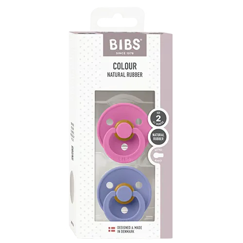 Bibs Pacifier Colour Latex Size 2 Bubblegum/Peri (2 stk)