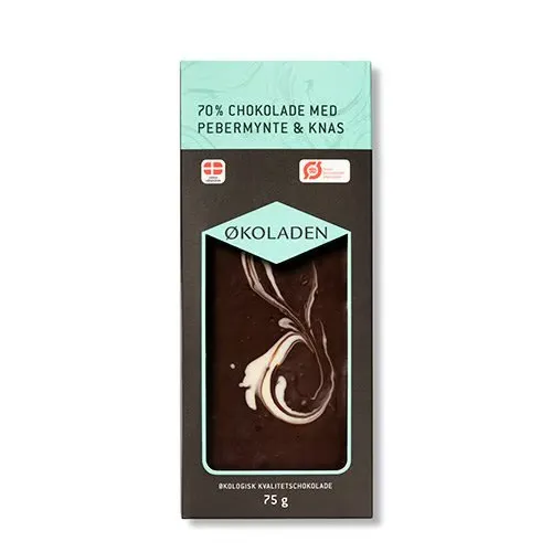 Økoladen Chokolade pebermynte/knas Ø 70% (75 g)