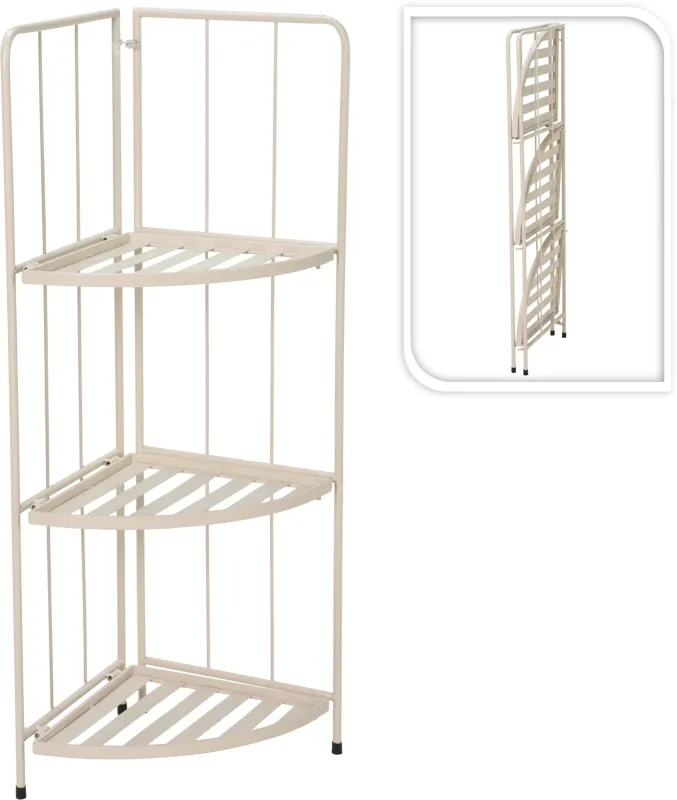 Plantereol - varm grå m. 3 hylder, hjørne H90cm