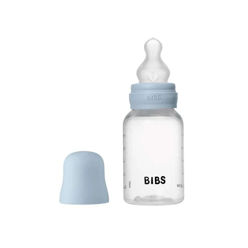 BIBS Bottle - Sutteflaskesæt - Plastik - Silikone/Slow Flow/Rund - 150ml - Baby Blue