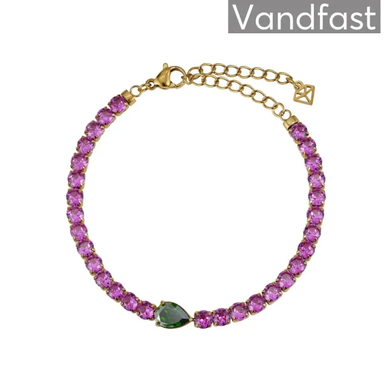 ANNEBRAUNER Tennis Paris Green Rose Armbånd 18K Guldbelagt