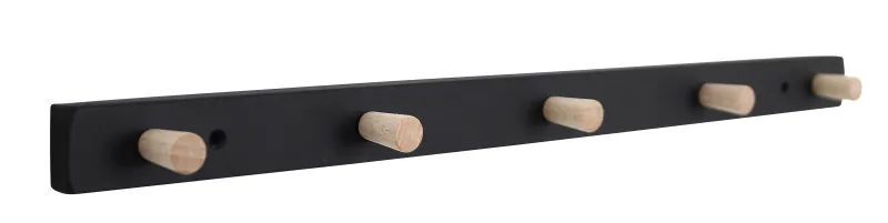 HOME It knagerække med 5 knage 50 cm sort/natur knage bøg