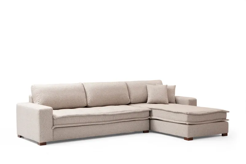 NORDVÄRK Lena hjørnesofa (L3-CHL) - sand beige polyester