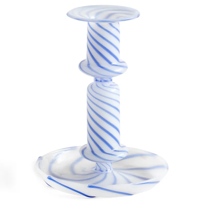 Hay Flare Stripe Milk lysestage, medium, blå