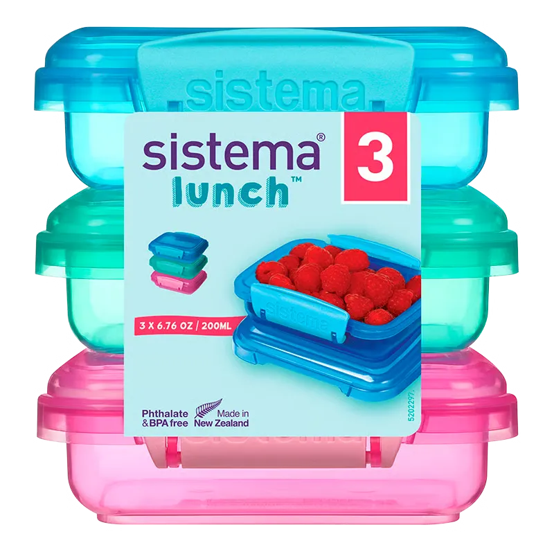 Sistema Opbevaringsboks 3-pack Blå, pink, grøn (200 ml)