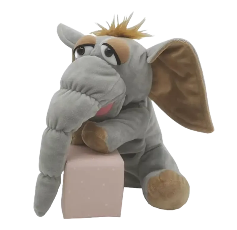 Elefant (mammut) hånddukke 25 cm.