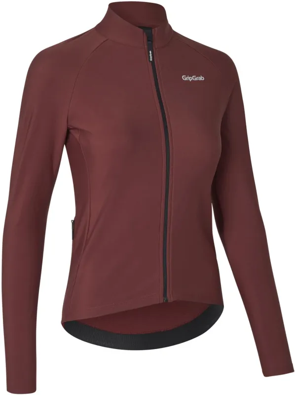 GripGrab Langærmet ThermaPace Termocykeltrøje til damer - Dark Red