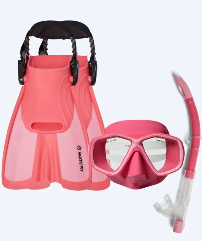 Watery snorkelsæt til børn (4-10) - Tropical - Pink - Snorkelsæt til børn (4-16 år)