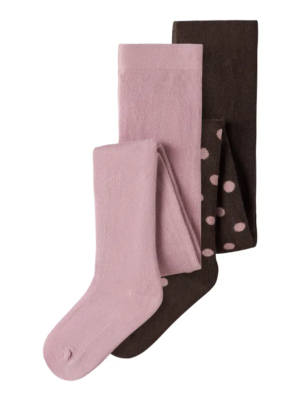 Name It Nina - 2-pak Strømpebukser - Chocolate Plum / Lilas - 86/92