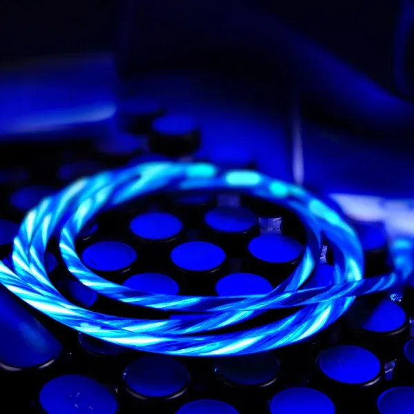 LED lys Lightning-USB Datakabel. 1 m. Blå.