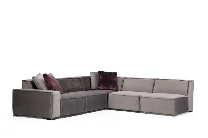 NORDVÄRK Lego hjørnesofa 4 (L1-O1-C-O1-O1) - grå polyester