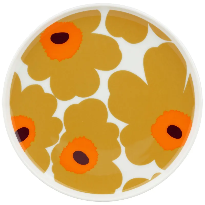 Marimekko Unikko tallerken 20 cm, hvid/karamel