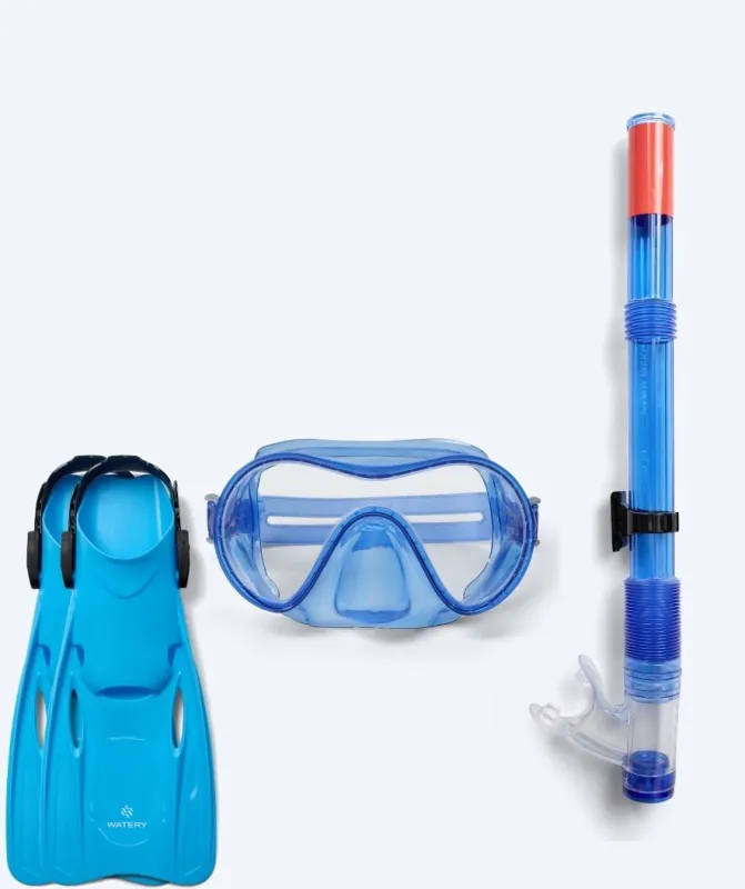 Watery snorkelsæt til junior (8-15) - Jubal/Fleetwood - Blå/blå - Snorkelsæt til børn (4-16 år)