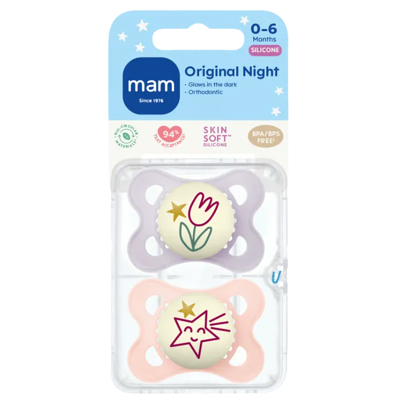 MAM Original Sut Night 0-6M Pink (2 stk)