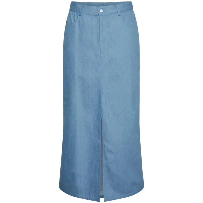 PIECES dame nederdel PCASTA - Light Blue Denim