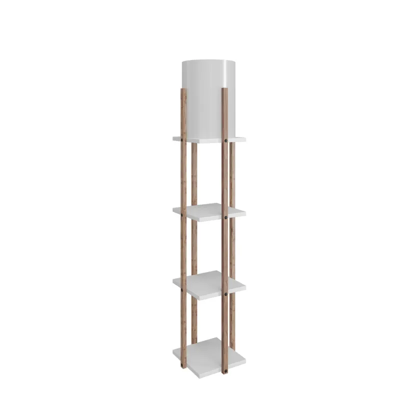 LUMI Nocturna gulvlampe, m. 3 hylder - hvid stof og spånplade/MDF
