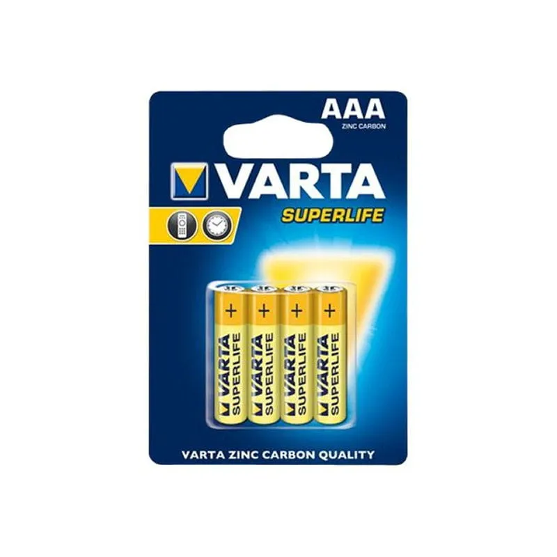 Varta Superlife AAA Kul-Zink Batterier 1,5V 4 stk.