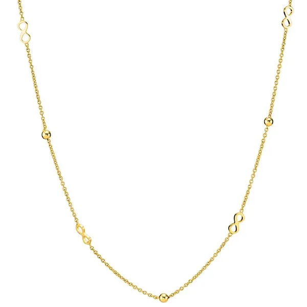 Collier i 9 kt. Guld med Uendelighedstegn og Kugler - 48 cm