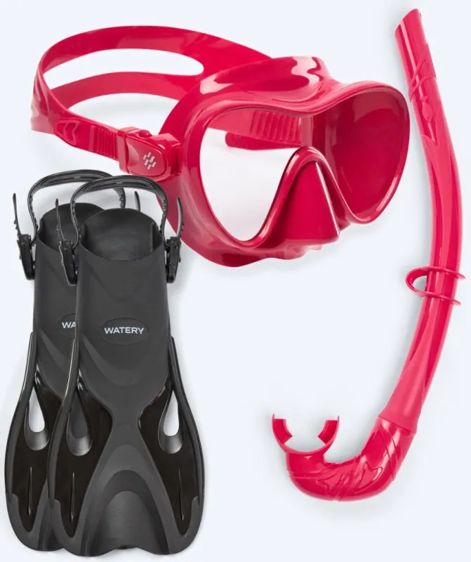Watery snorkelsæt til voksne - Fisher/Cliff - Rød - Snorkelsæt til voksne (+16 år)