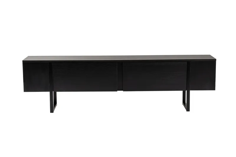 NORDVÄRK Serenity TV-bord, m. 2 låger - sort træ melamin og sort (180x29,5)