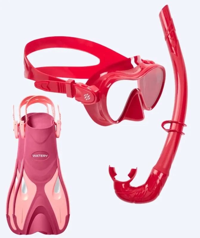 Watery snorkelsæt til børn - Fisher/Cliff - Pink/mørkerød - Snorkelsæt til børn (4-16 år)