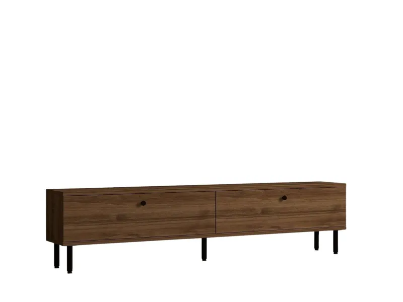 FUNZI LIVING Nantes TV-bord, m 2 låger - brun valnød melamin og metal (160x25)