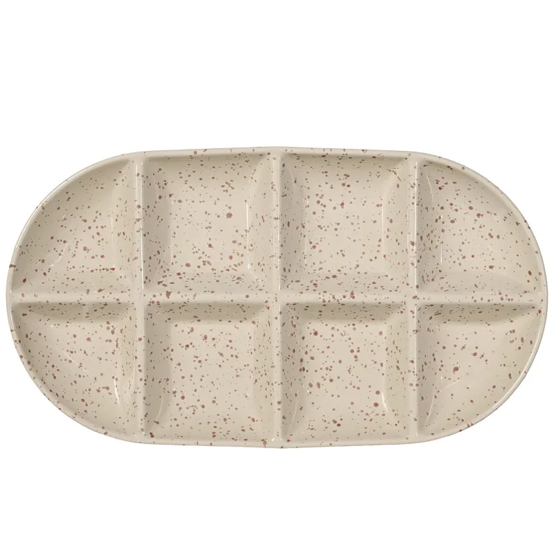 Sagaform Ditte serveringsfad large, beige/bordeaux
